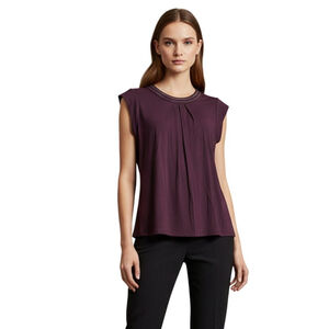 Daniel rain sz L cut out collar purple pleated career casual teacher top EUC